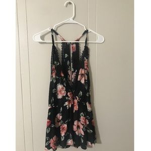 Floral deep v loose peplum tank